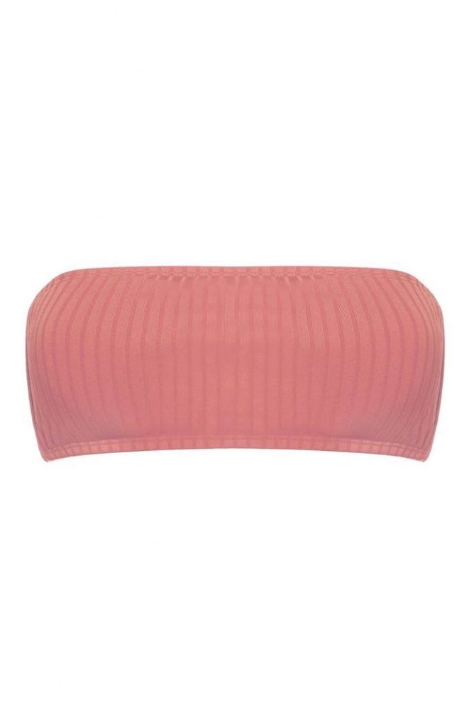 Braguita de bikini Primark bandeau de canalé rosa