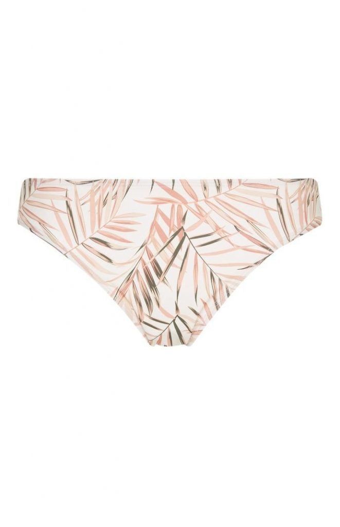 Braguita de bikini Primark con estampado de hojas rosa y blanco