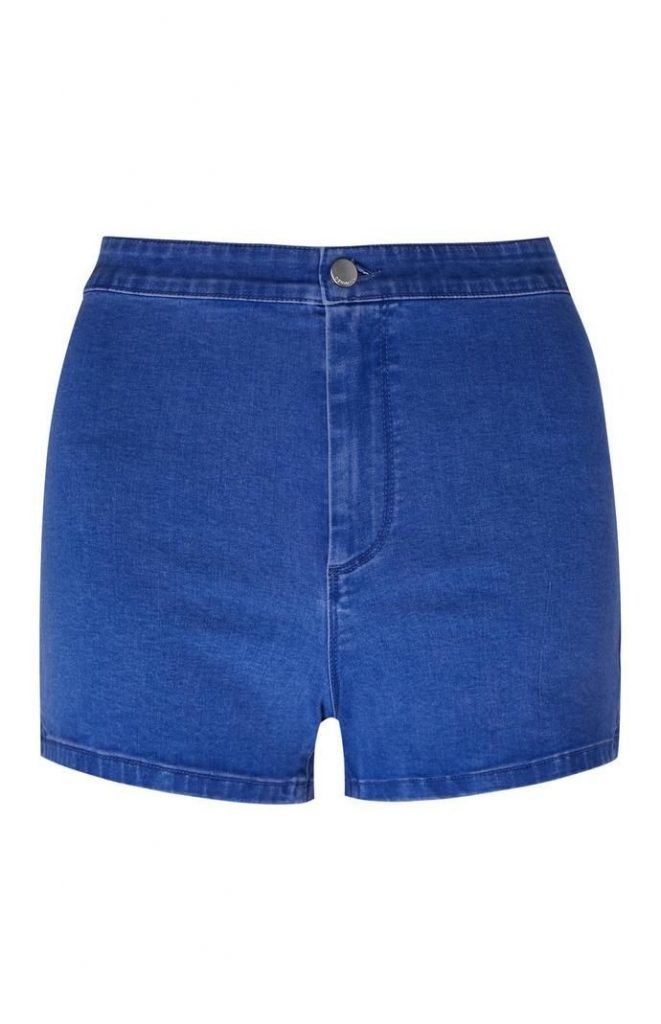 Pantalón corto Primark de talle alto y perneras ceñidas en azul intenso