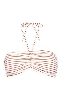 Top de bikini bandeau en color crudo con rayas