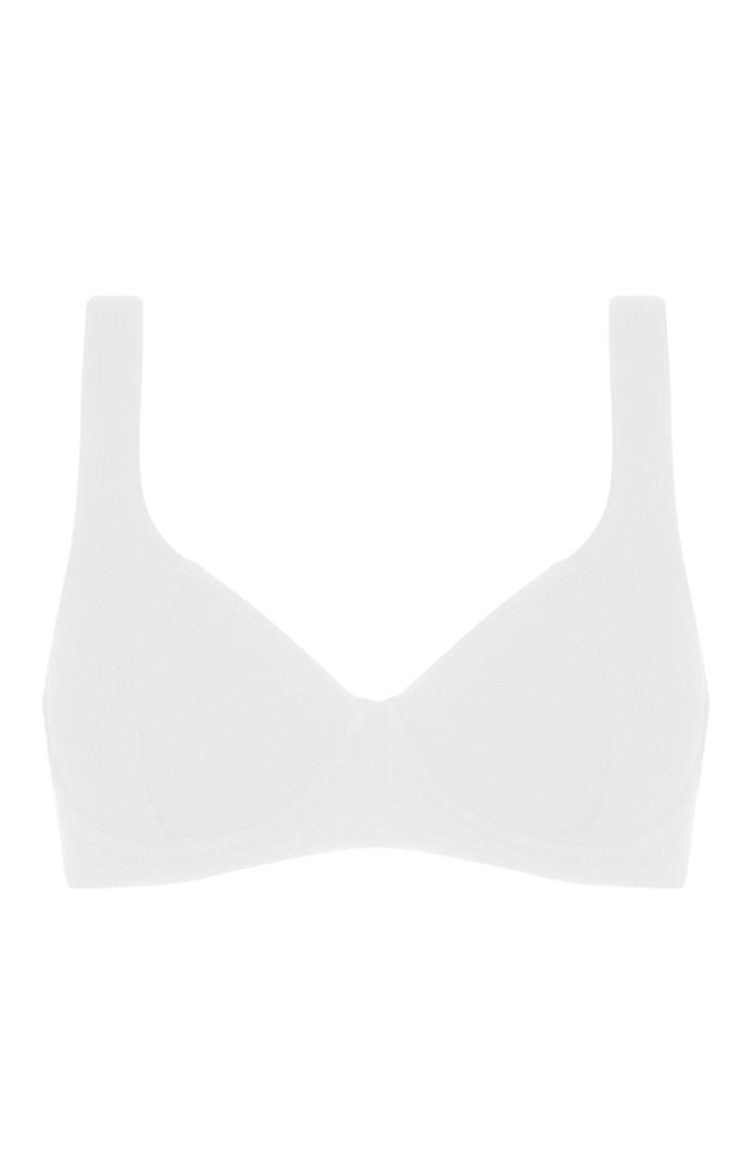 Top de bikini Primark blanco texturizado con aros