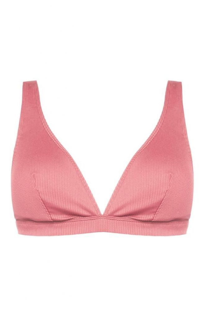 Top de bikini Primark rosa con escote de pico pronunciado