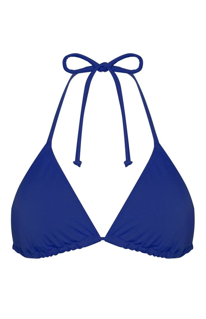 Top de bikini Primark triangular azul para combinar