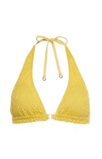 Top de bikini triangular de ganchillo amarillo