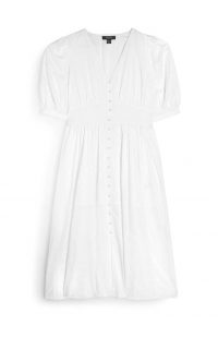 Vestido blanco midi estilo vintage con botones