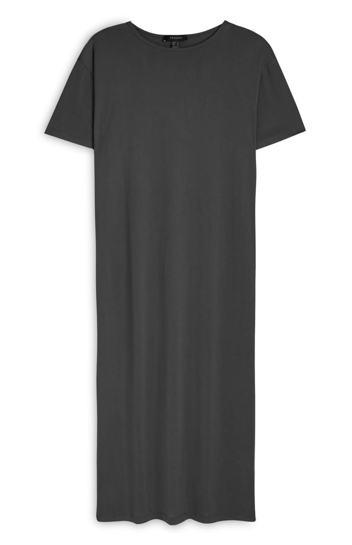 Vestido Primark largo estilo camiseta de punto gris marengo